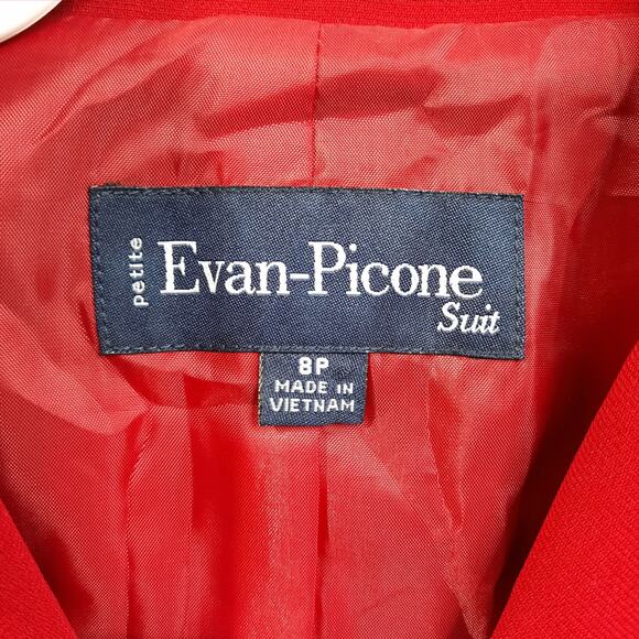 Evan-Picone 2 Piece Suit Blazer & Skirt Red Size 8P Work Career Professional - Picture 7 of 16